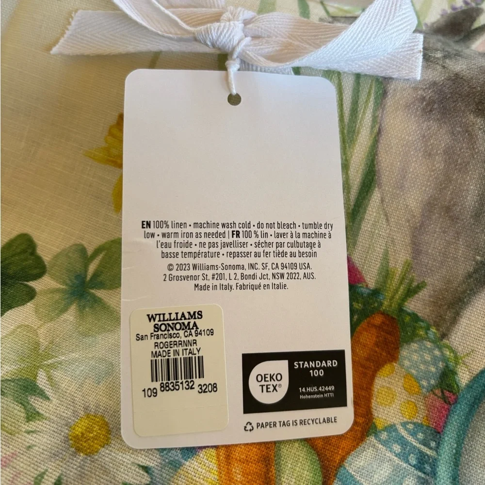 Williams Sonoma NWT Roger Rabbit linen limited edition Easter table runner